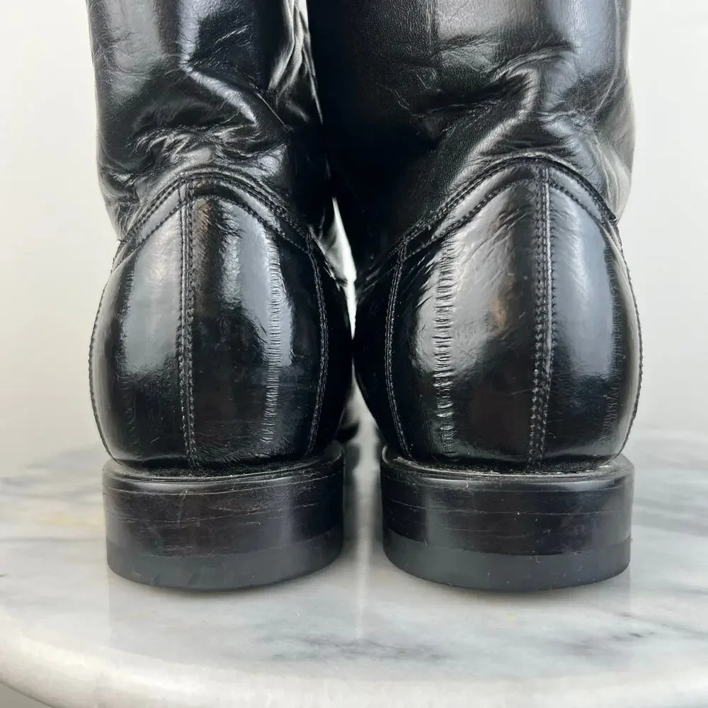 Herencia Exotic Genuine Eel Skin Black Leather Western Cowboy Boots (Sz 11)